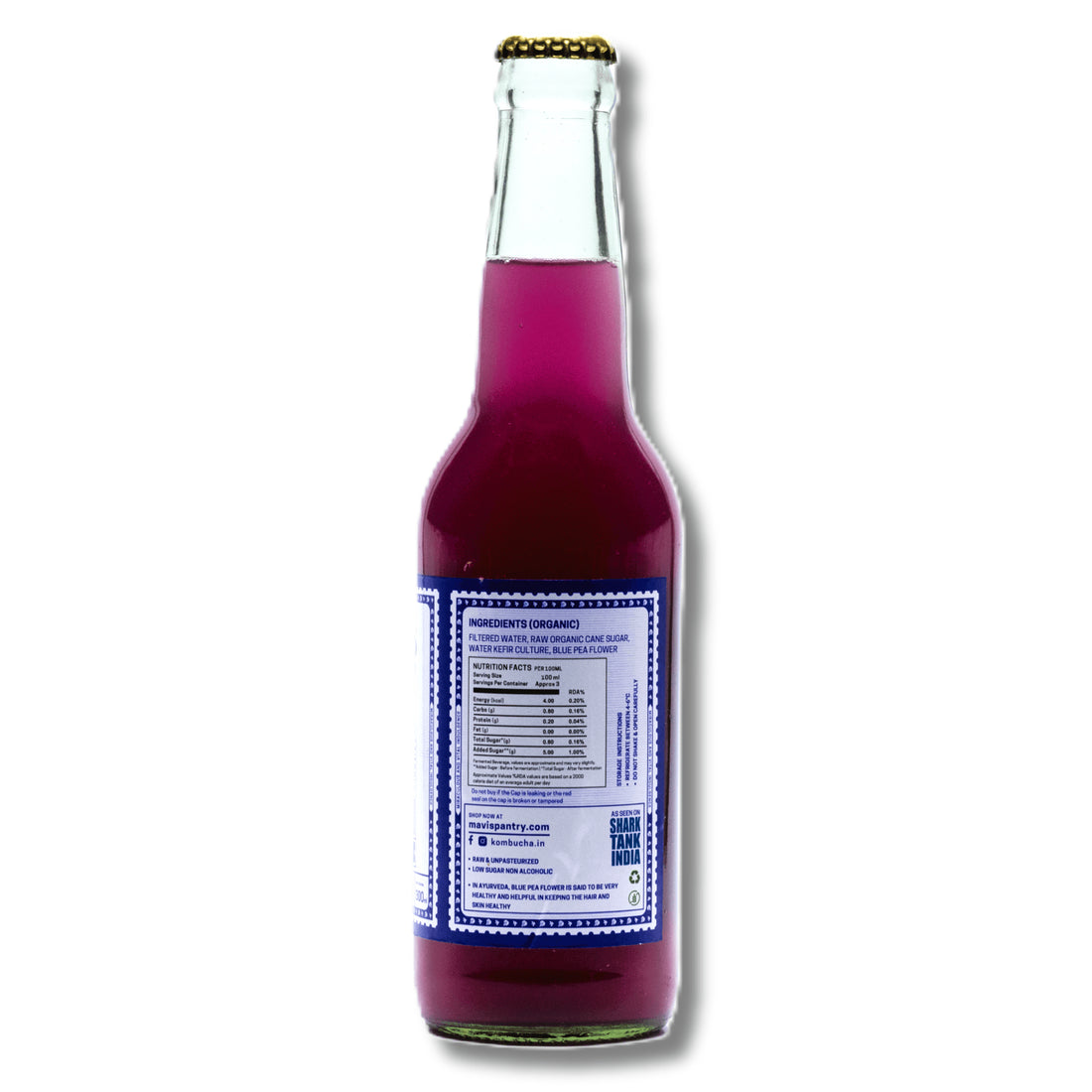 Kefir | Blue Pea Flower Kefir - Raw & Unpasteurized - Non Alcoholic - Low Sugar, No Added Flavours & No Preservatives - MAVI’s - 300ml