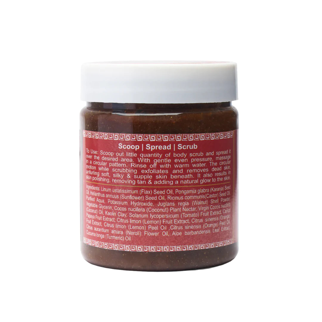 Body Scrub | Tomato Walnut (Enriched With Kaolin Clay & Papaya Extract) – Concentrate – Organic – Vegan, Sulphate & Preservatives Free – Rustic Art – 200gm
