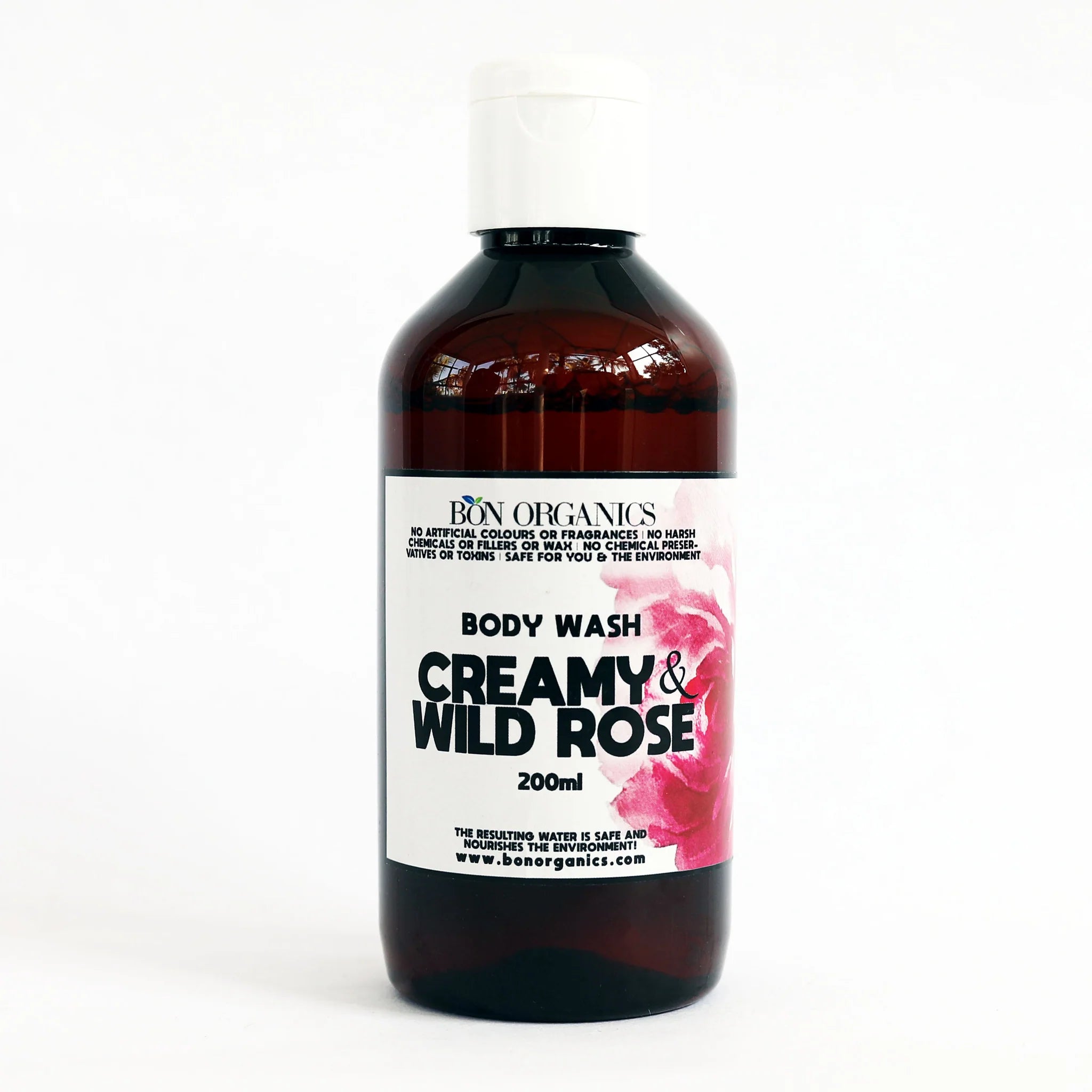 Body Wash | Cream (Rose) - Suitable For All SkinTtypes - Chemical Free, No Sulphate, Silicones, No Artificial Colours & Fragrances - Bon Organics - 250ml