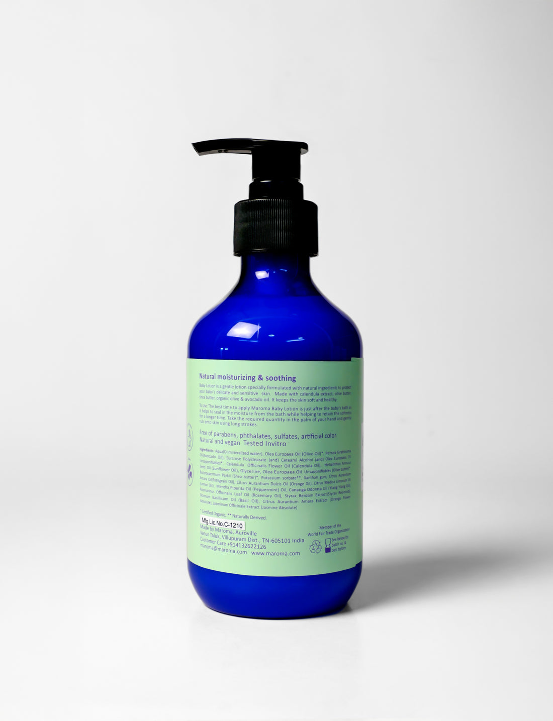 Body Lotion | For Baby (With Calendula Extract, Olive Butter, Shea Butter, Organic Olive Oil & Avocado Oil) - Moisturising & Nourishing - 100% Natural - Vegan, Cruelty Free, Palm Oil Free, No Parabens & No Synthetic Fragrances - Maroma - 100ml