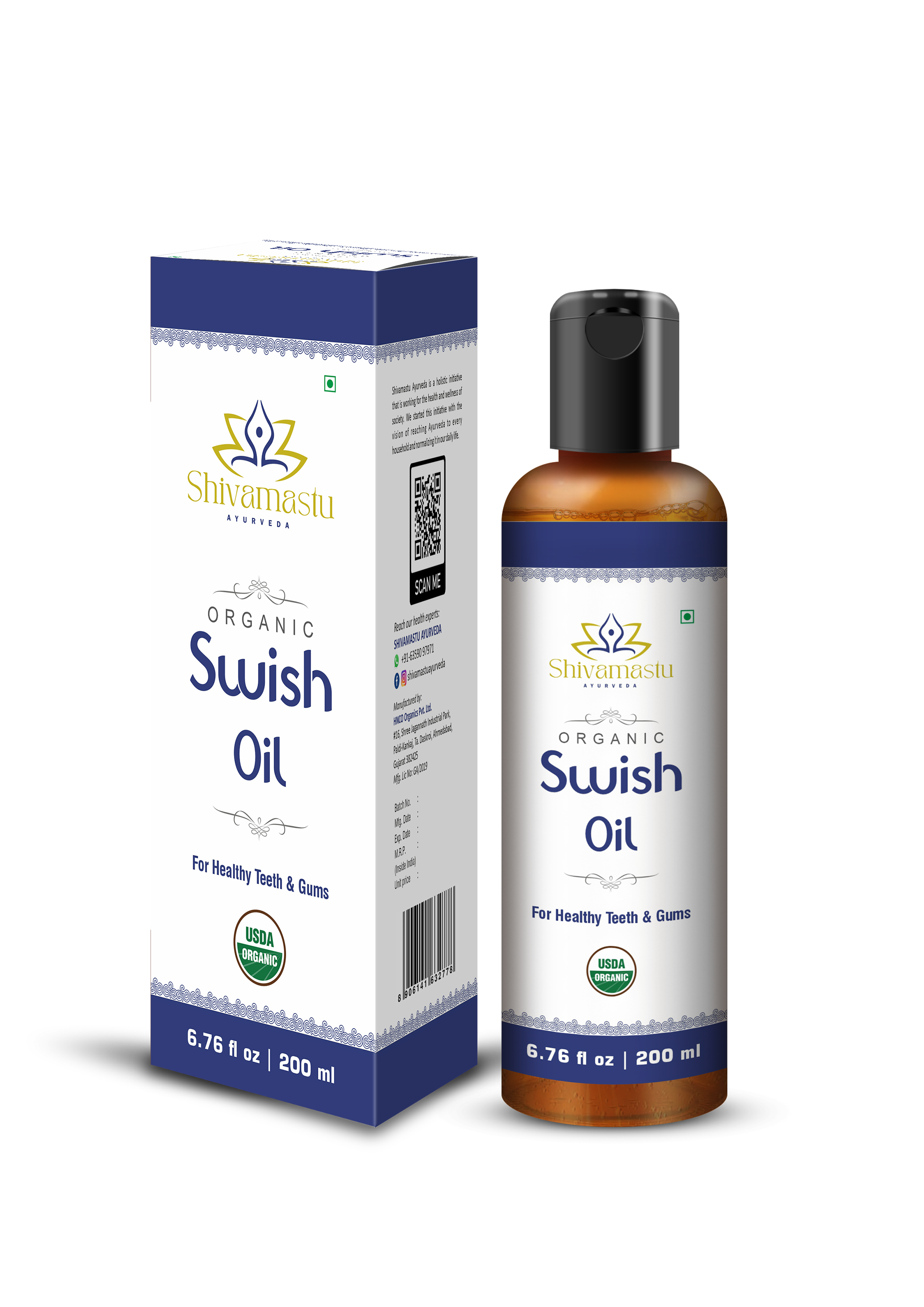 Swish Oil | (For Healthy Teeth & Gums) - USDA Organic - Shivamastu - 200ml