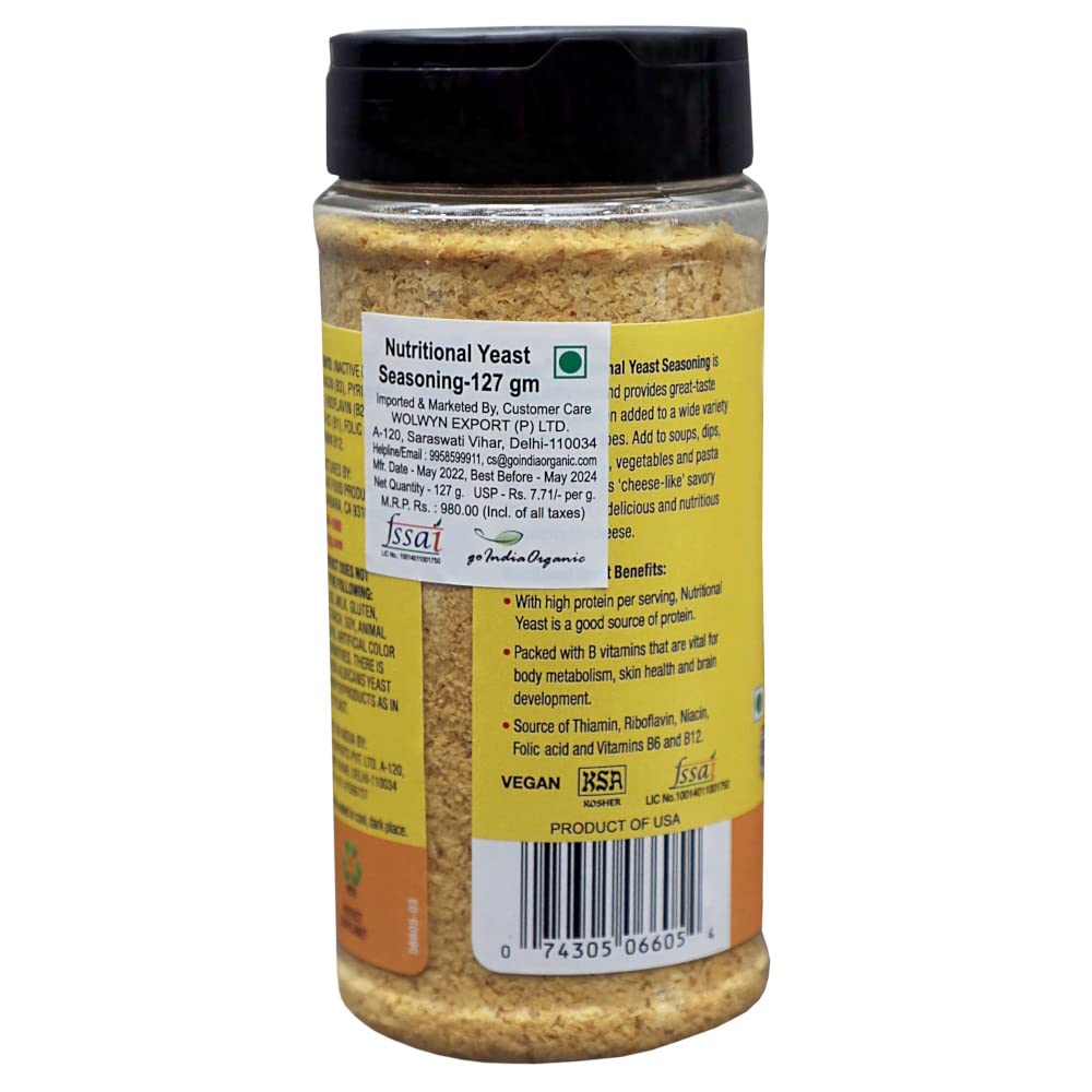 Premium Nutritional Yeast - Gluten Free, Sugar Free & Salt Free - Bragg Organic - 127gm