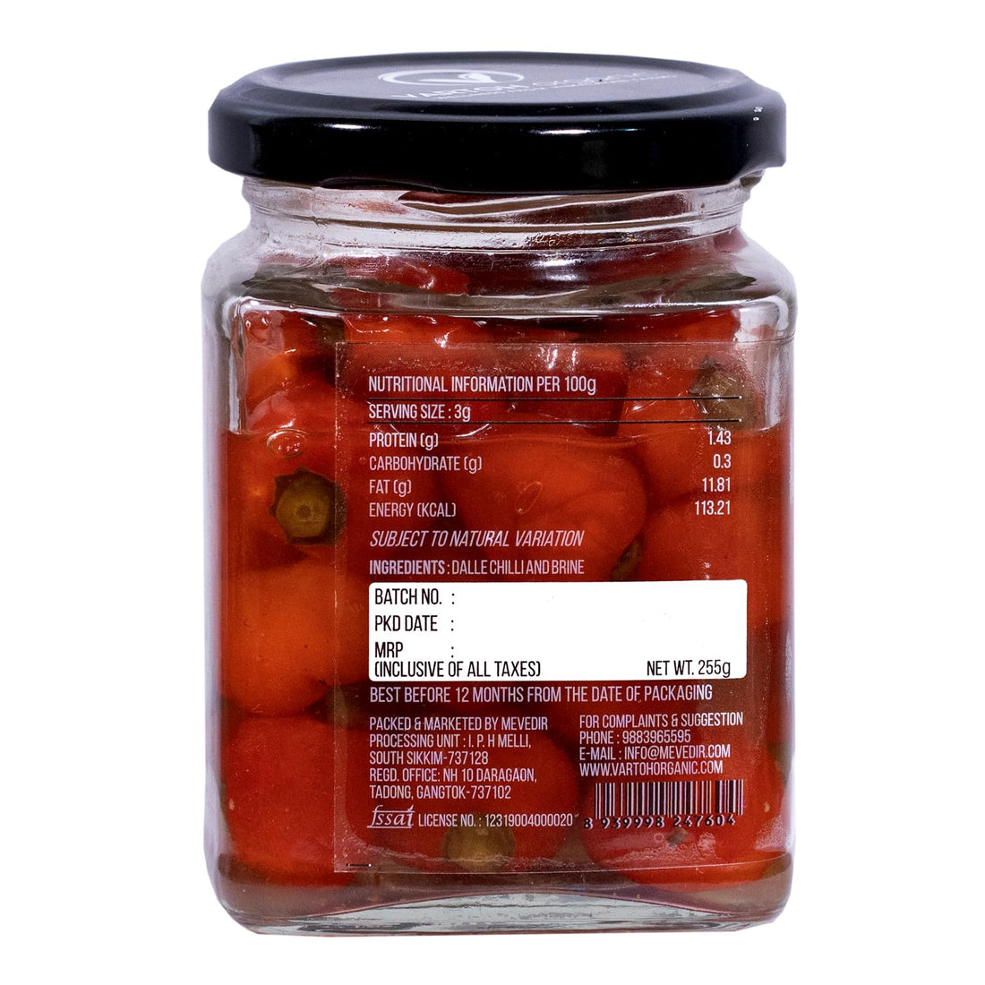 Dalle In Brine - Indian - Vartoh Organic - 255gm