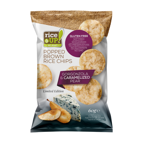 Chips | Brown Rice Chips With Gorgonzola & Caramelized - Limited Edition – Gluten Free, Not Fried & Whole Grain – Riceup – 60gm