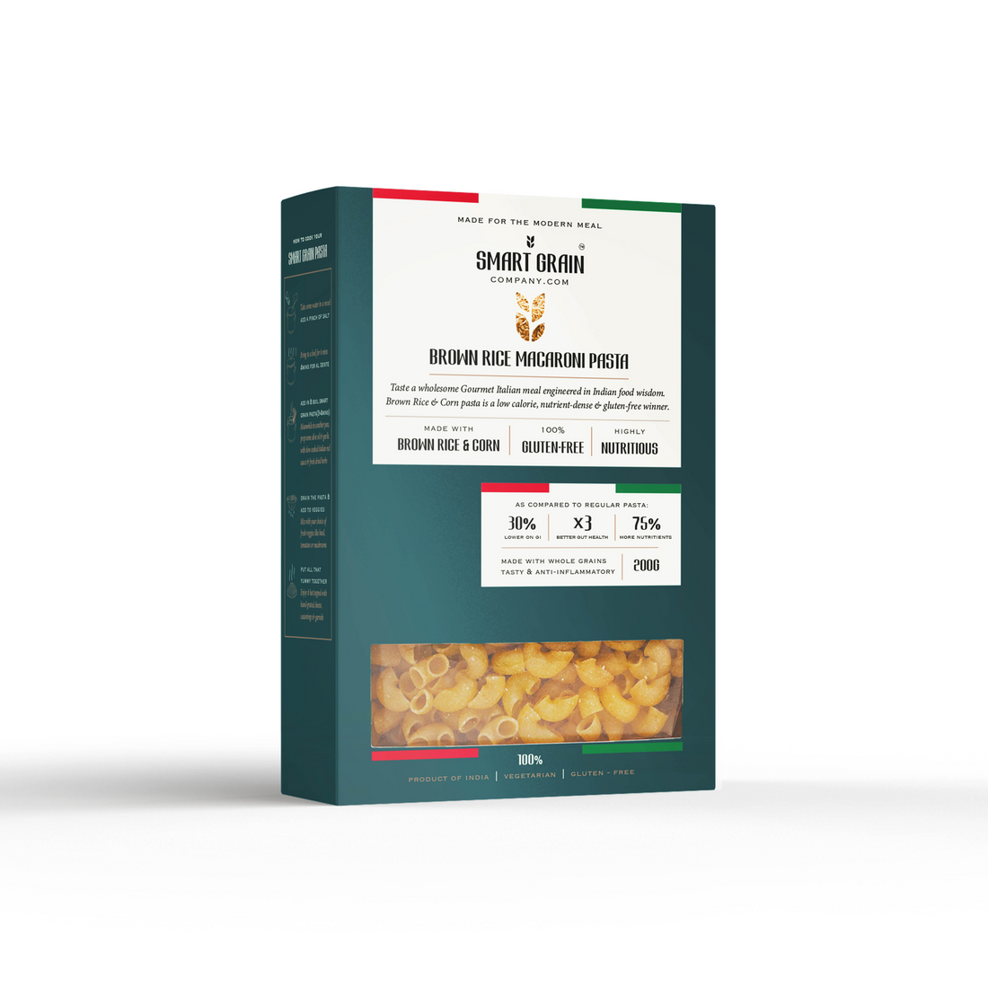 Pasta | Brown Rice Macaroni Pasta (Made With Brown Rice & Corn) - Plant Based - Gluten Free, No Maida, No Wheat, Non GMO & No Added Preservatives Or Chemical Free - Smart Grain - 200gm