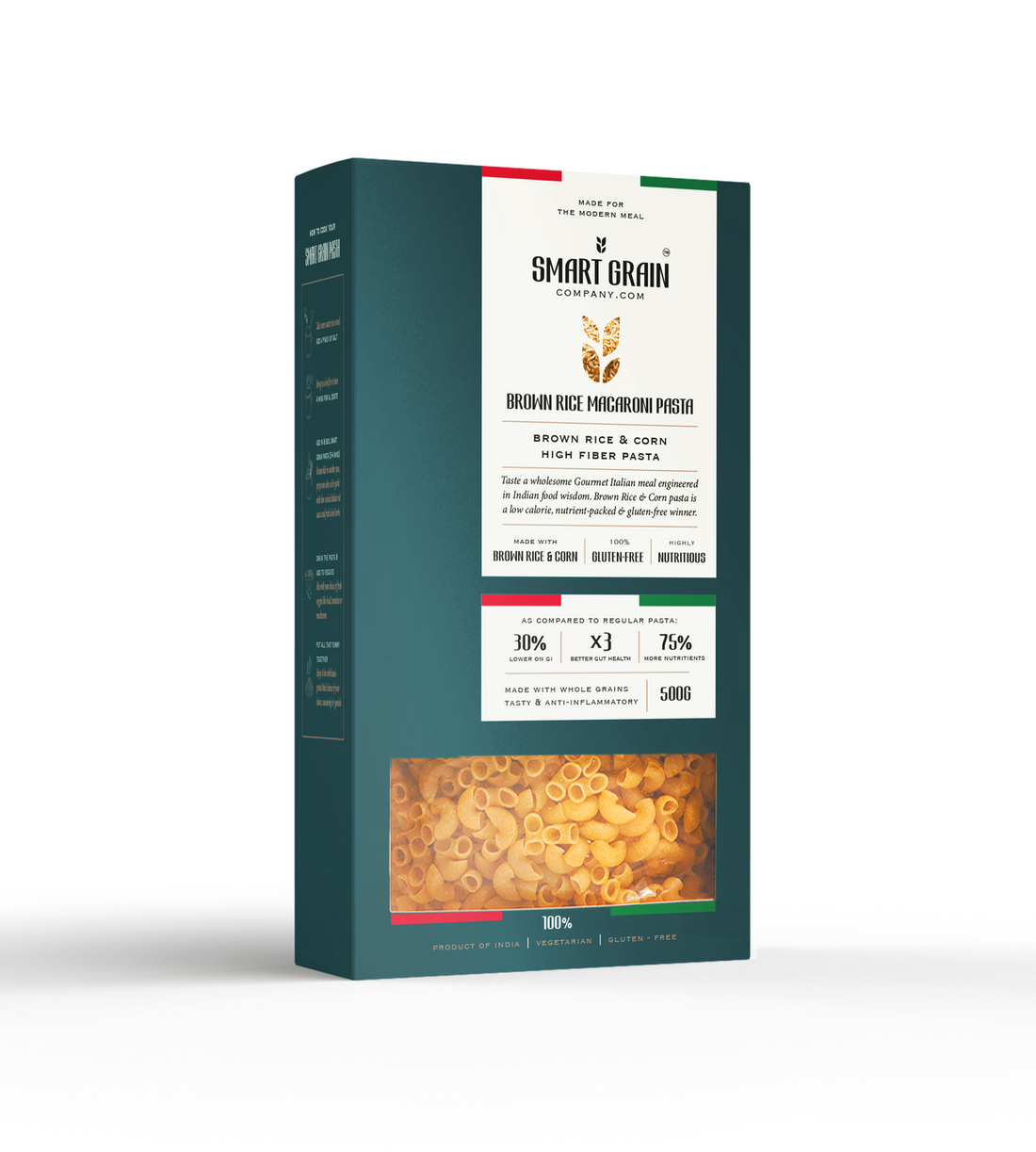 Pasta | Brown Rice Macaroni Pasta (Made With Brown Rice & Corn) - Plant Based - Gluten Free, No Maida, No Wheat, Non GMO & No Added Preservatives Or Chemical Free - Smart Grain - 500gm
