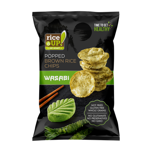Chips | Brown Rice Chips With Wasabi - Black Edition - Gluten Free, Not Fried & Whole Grain - Riceup - 60gm
