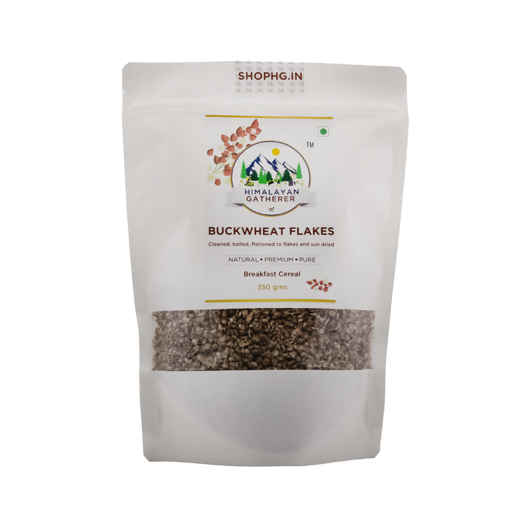 Buckwheat Flakes | Clean Boiled, Flattened To Flakes & Sun Dried - Natural - No Added Preservatives & No Added Colour - Himalayan Gatherer - 350gm