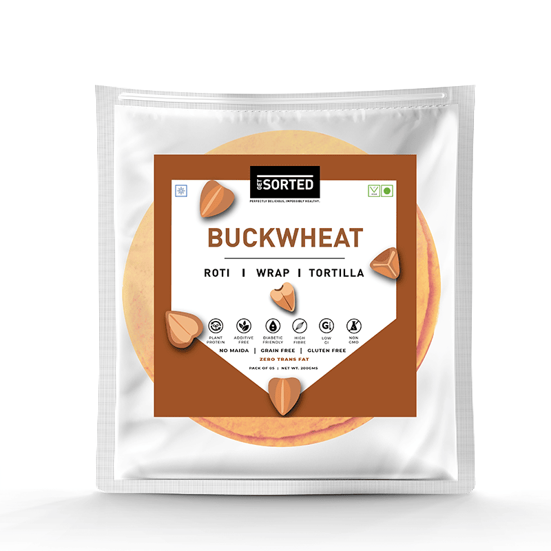 Tortilla | Buckwheat Roti – Vegan, Gluten Free, No Maida, Diabetic Friendly & No Additives – Get Sorted - Pack Of 5