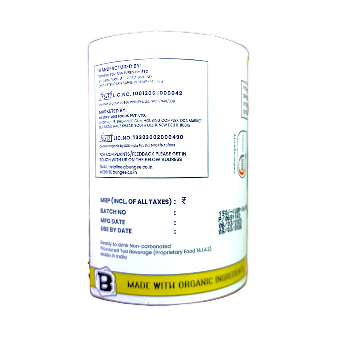 Iced Tea | American Lemon Apple Iced Tea (Made With Organic Ingredients) - Ready To Drink - Non Carbonated - No Added Colours & No Added Preservatives - Bungee - 300ml