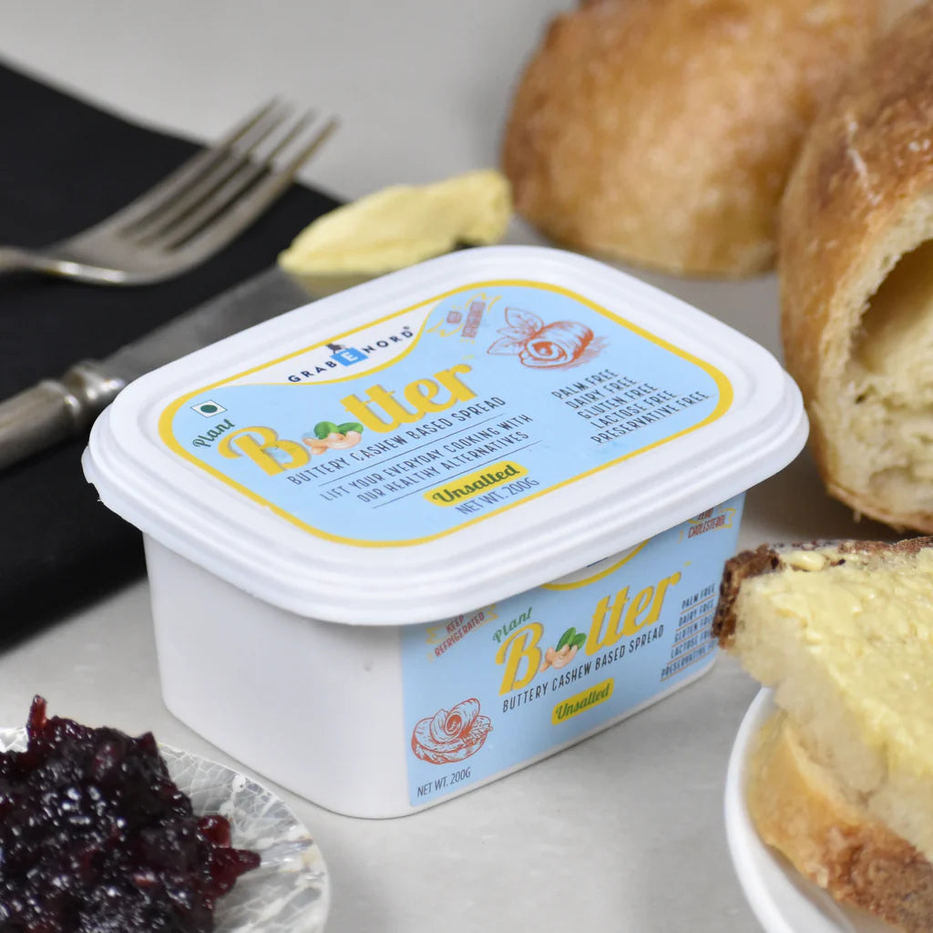 Butter | Cashew Based Spread (Unsalted) – Vegan, Gluten Free, Cruelty Free, Lactose Free, Cholesterol Free & Dairy Free – Grabenord – 200gm