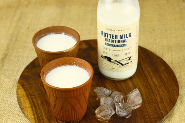 Butter Milk | (Chaas) - Made With A2 Cow Milk - Traditional - Free Range Cow Milk - Preservatives Free - Highland Farms - 500ml