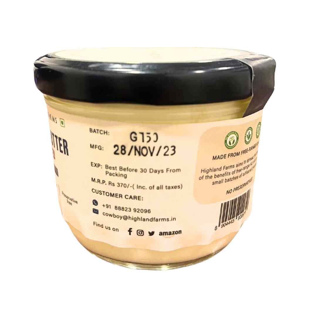 Butter | Yellow (Salted) - Made With A2 Milk - Free Range - Preservatives Free - The Highland Farms - 200gm