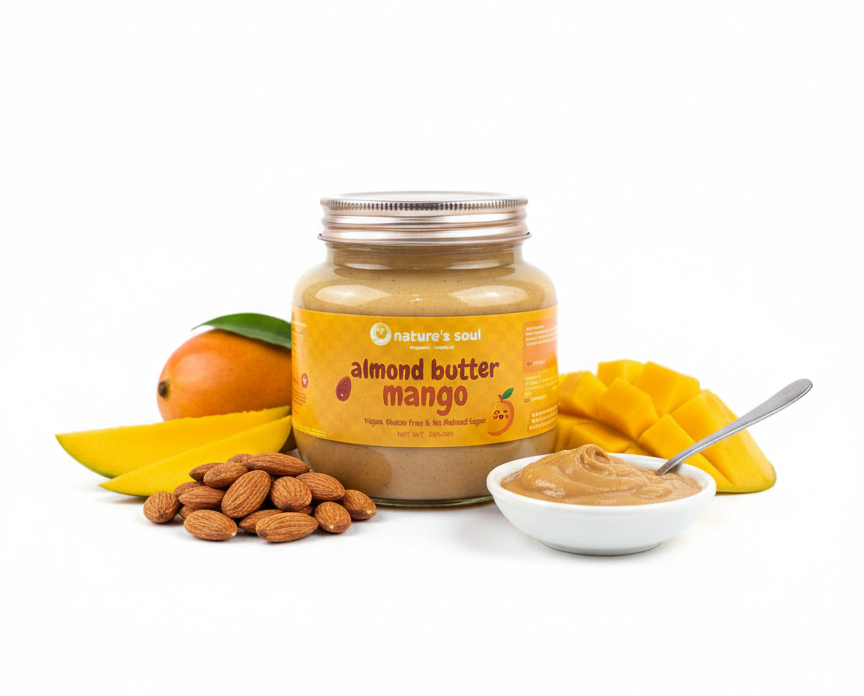 Butter | Mango Almond Butter-Vegan, Gluten Free -Made from Certified Organic Almonds-No Preservatives, No Artificial Flavour, No Palm Oil & No Emulsifiers - Nature&