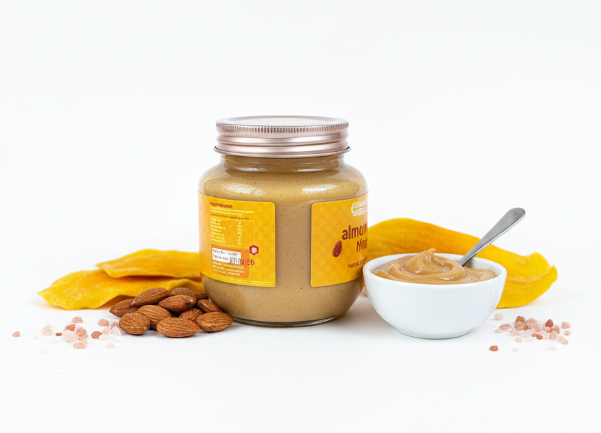 Butter | Mango Almond Butter-Vegan, Gluten Free -Made from Certified Organic Almonds-No Preservatives, No Artificial Flavour, No Palm Oil & No Emulsifiers - Nature&