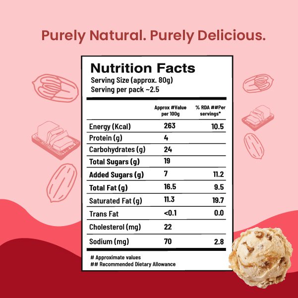 Ice Cream | Buttered Pecan Nut Charm Ice Cream - Crunchy roasted pecans - Sweetened with Dhaga Mishri -Prepared With A2 Cow Milk- Zero Preservatives, No Refined Sugar & Zero Added Colour and Artificial - Ksheeram Ice Cream – 200 gms