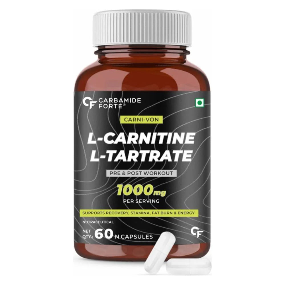 L Carnitine Supplement | Carnivon - Pre & Post Workout - Supports, Recovery, Stamina, Fat Burn & Energy - Carbamide Forte - 1000mg Per Serving - 60 Capsules