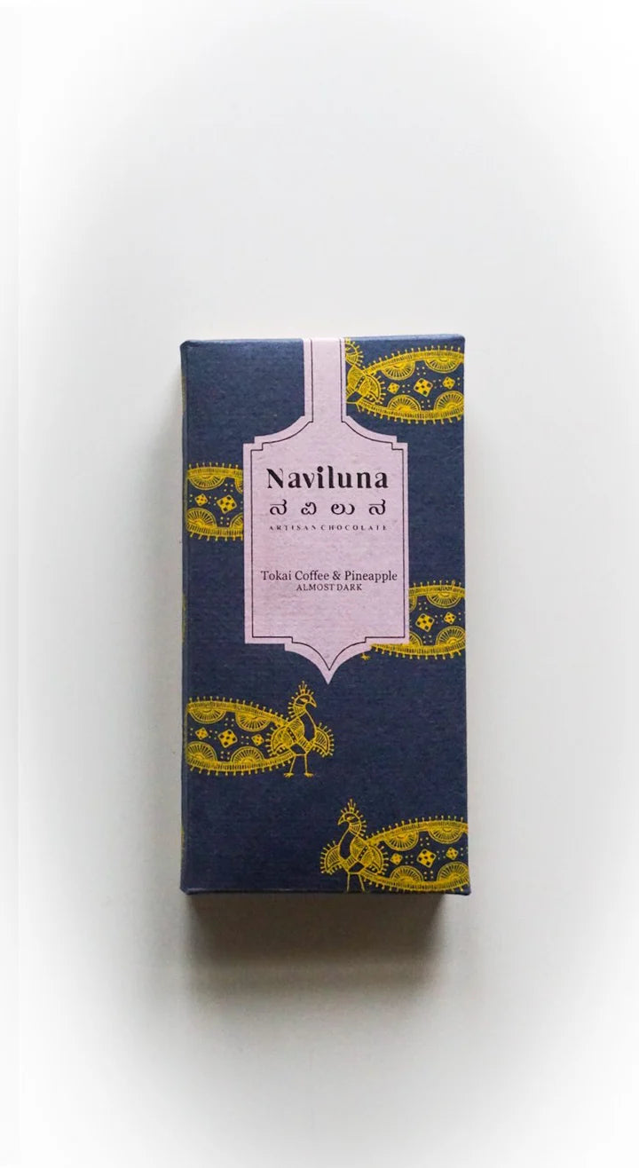 Dark Chocolate |Tokai Coffee & Pineapple Chocolate Bar - Vegan, Gluten Free - Naviluna - 60gm