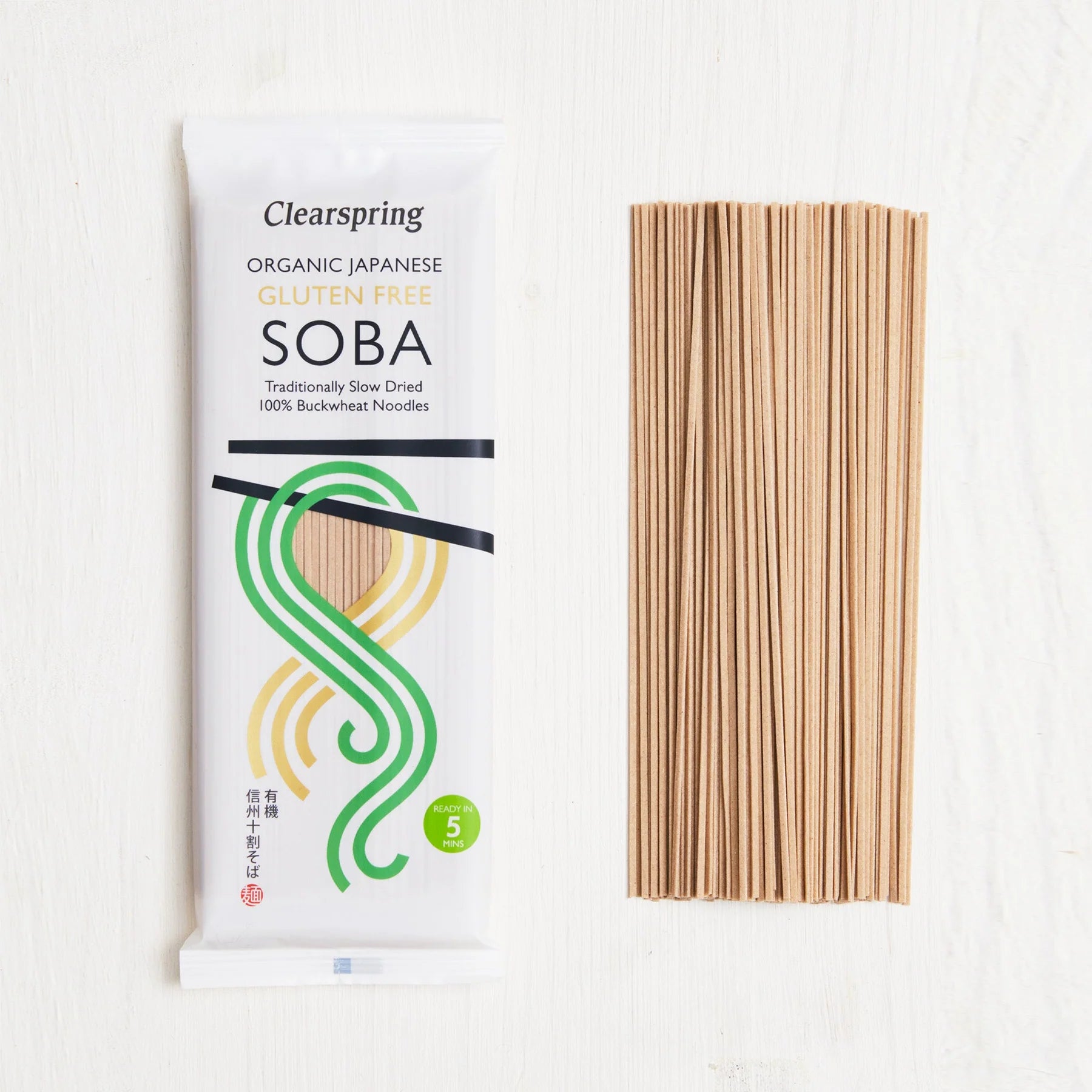 Noodles |Organic Japanese 100% Buckwheat Soba- Traditionally Slow Dried 100% Buckwheat Noodles - Gluten Free, Low In Fat, High In Fibre And Protein - Clearspring - 200gm