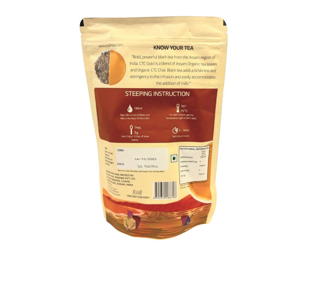 Tea | CTC Gold Chai - Assam - Organic - Esah - (150 Cups) - 250gm