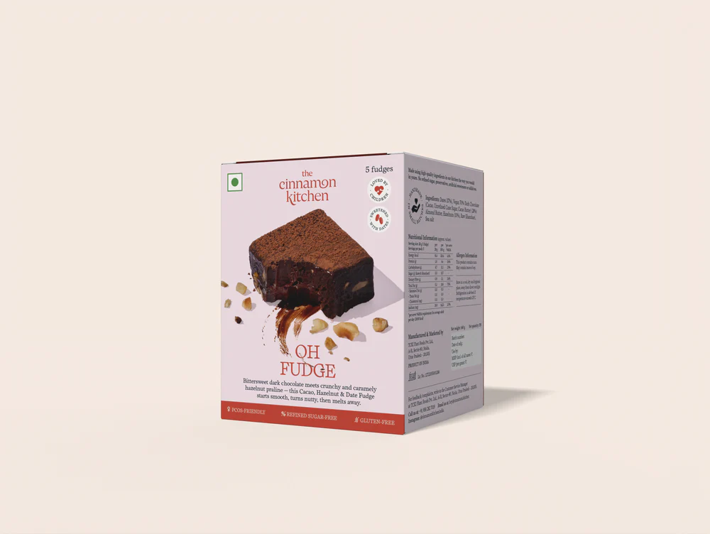 Fudge | OH Fudge - Cacao, Hazelnut & Date Fudge - Vegan, PCOS Friendly, Gluten Free, Grain Free & Refined Sugar Free - The Cinnamon Kitchen - Pack of 5
