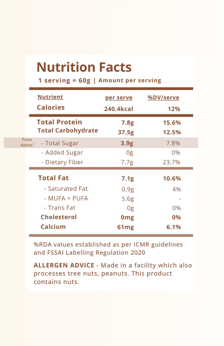 Clean Oats (Cocao & Nuts)- Real Cacao Date sweetened & Heavy Metal Tested - 100% Wholefood, Plant Based -No additives , No emulsifiers, No Added Oils , No Syrups – Safe Bee – 60gm