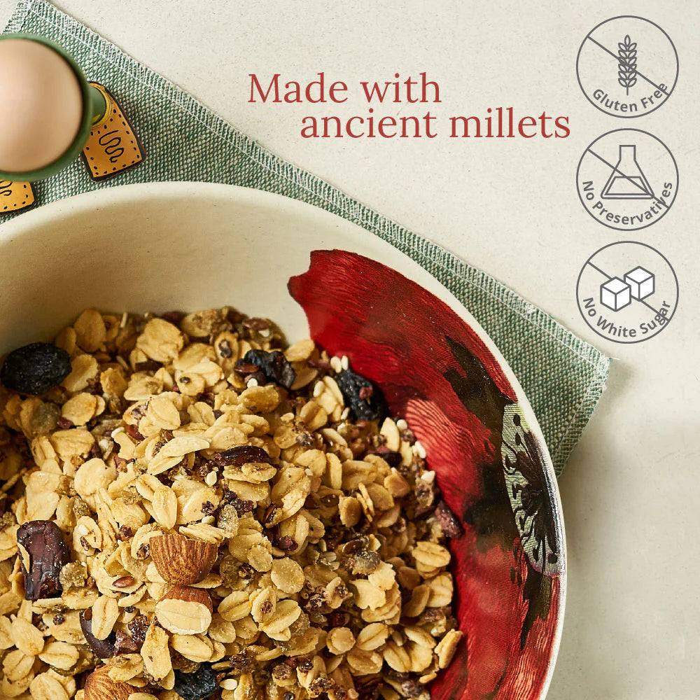 Toasted Millet Muesli - Roasted Cacao Bean & Raisin - Wingreens Harvest - 250gm