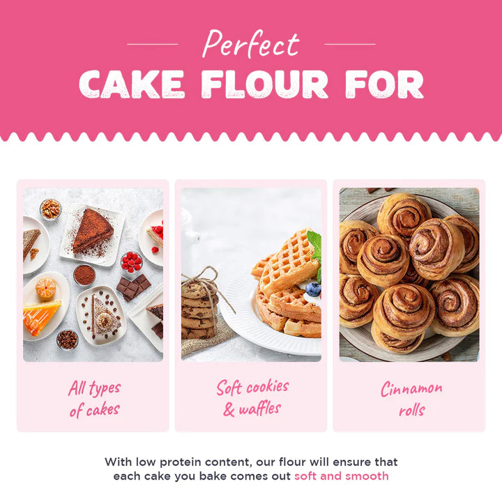 Cake Flour | For Cakes, Cookies, Waffles And Muffin - Unbleached - Natural - Zero Added Preservatives, No Added Baking Powder & Baking Soda - Raw Himalayas - 1000gm