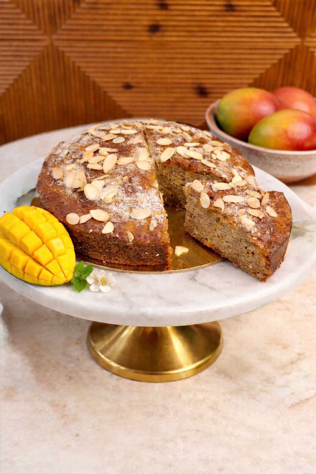 Cake | Mango Almond Coconut Cake - Vegan, Gluten Free & Refined Sugar Free - Nature&