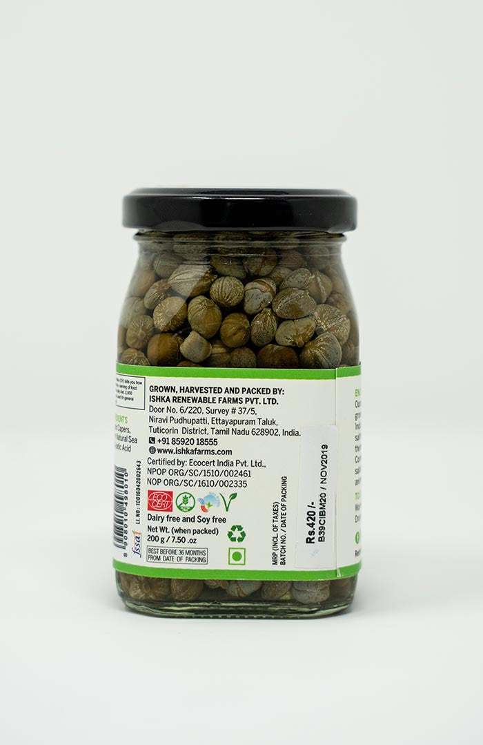 Capers in Brine Medium - Ishka Farms - 200gm