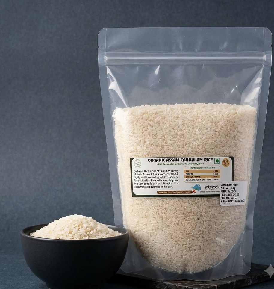 Rice | Carbalam Rice (High in Nutrition) - Assam – USDA Organic -100% Natural – Low Glycemic Index Rice With High Nutrition - BOR-NOI ORGANICS – 1000gm