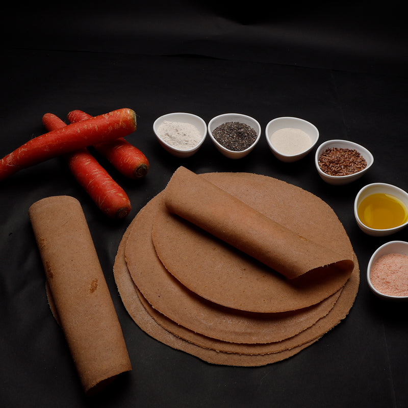 Tortilla | Carrot Roti - Wrap – Vegan, Gluten Free, No Maida, Keto Friendly, Diabetic Friendly & No Additives – Get Sorted – Pack Of 5