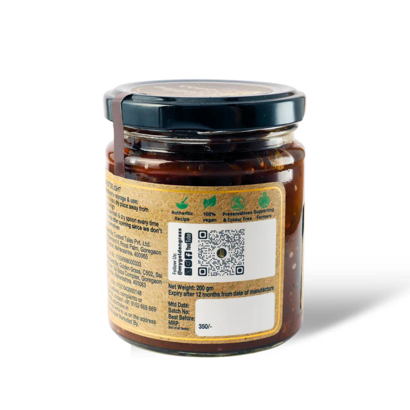Carrot Delight | (Sweet & Sour Relish) - 100% Natural – Vegan, No Added Colour & No Added Preservatives – Golden Grass – 200gm