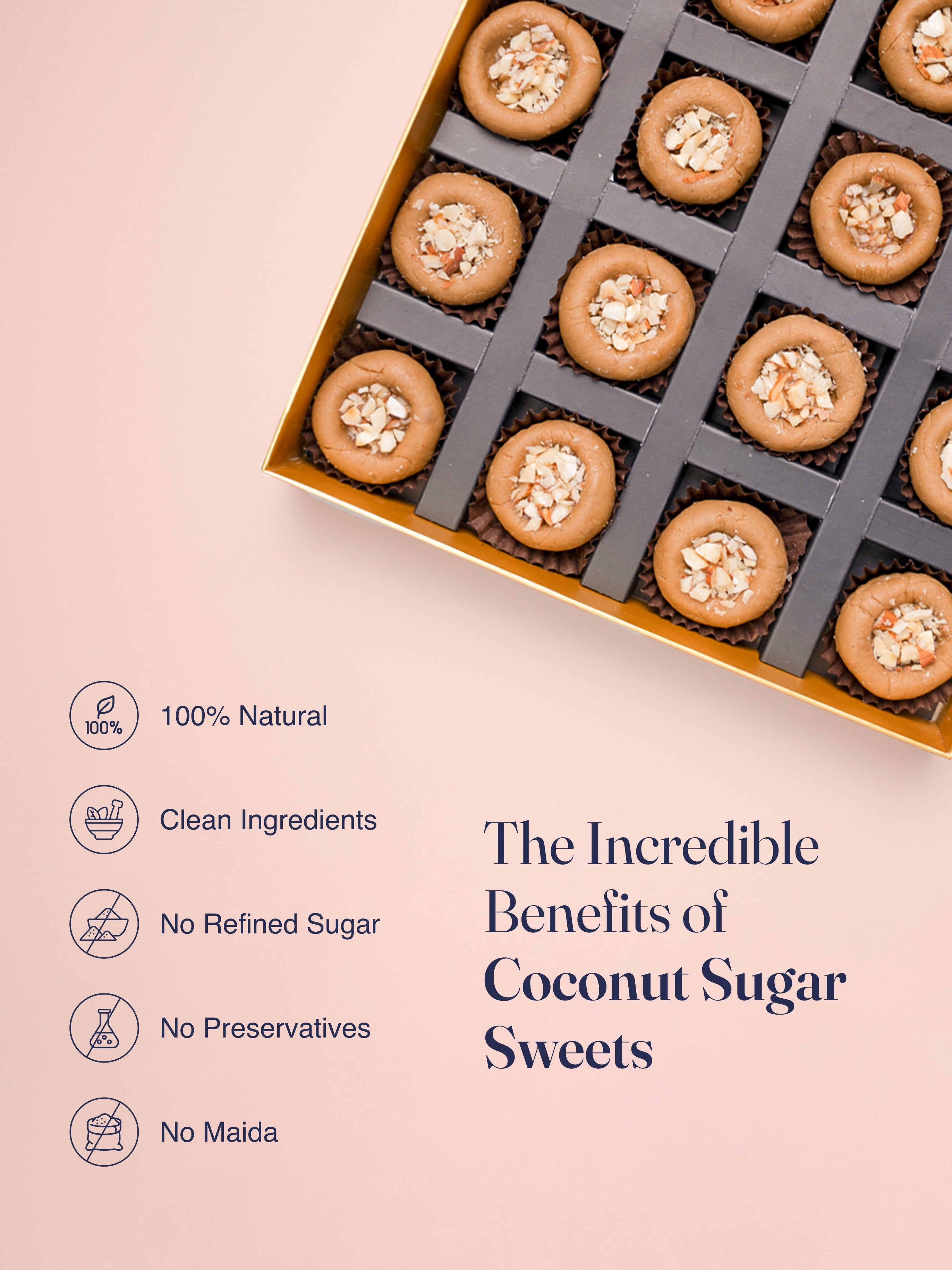 Cashew Bliss Basket - No Refined Sugar, No Maida & No Preservatives - The Coconut Sugar Company - 9Pcs