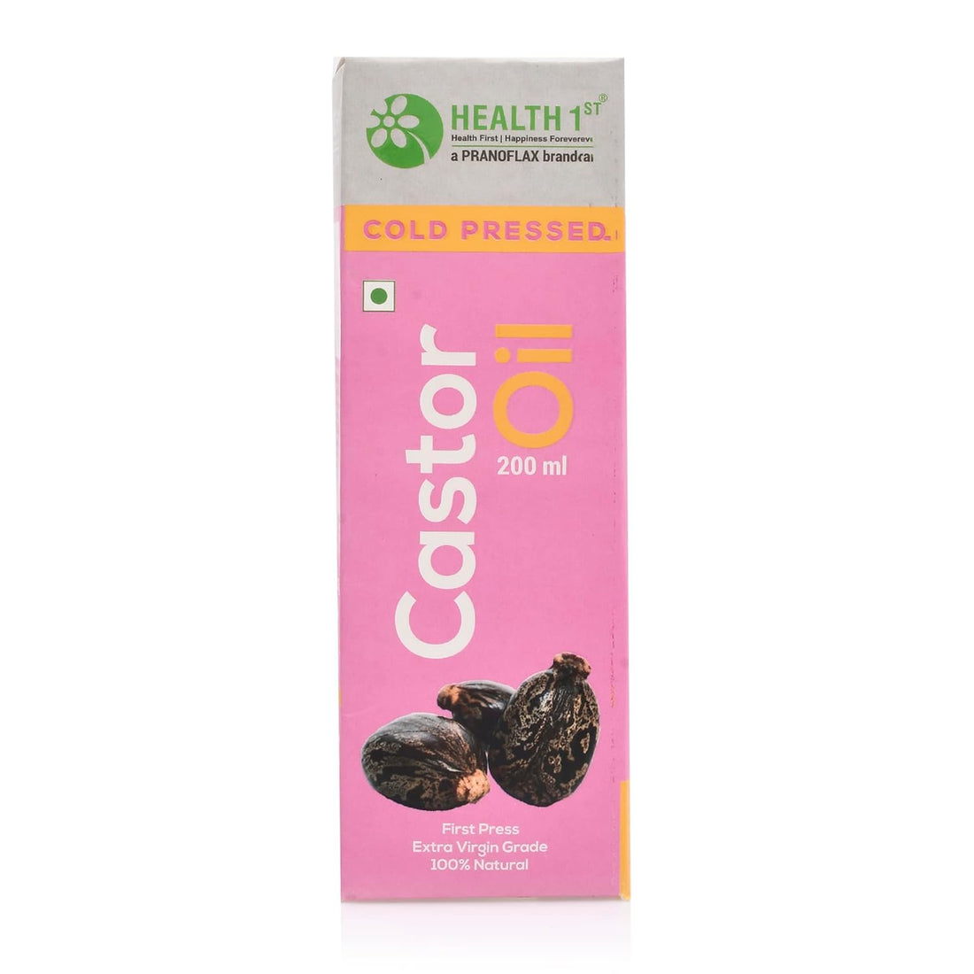 Castor Oil - Cold Pressed -No Trans Fats, Cholesterol- Health 1st - 100ml
