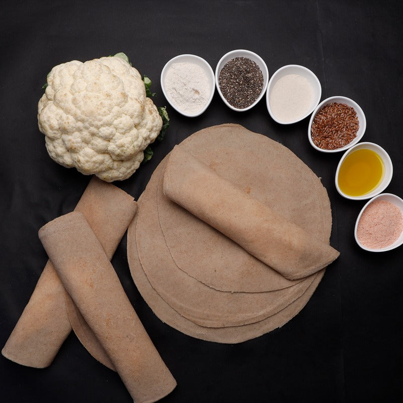 Cauliflower Roti | Wrap - Tortilla - Vegan, Gluten Free, Non Gmo, Keto Friendly, No Maida, Zero Trans Fat & Diabetic Friendly – Get Sorted – (Pack Of 5) – 200gm