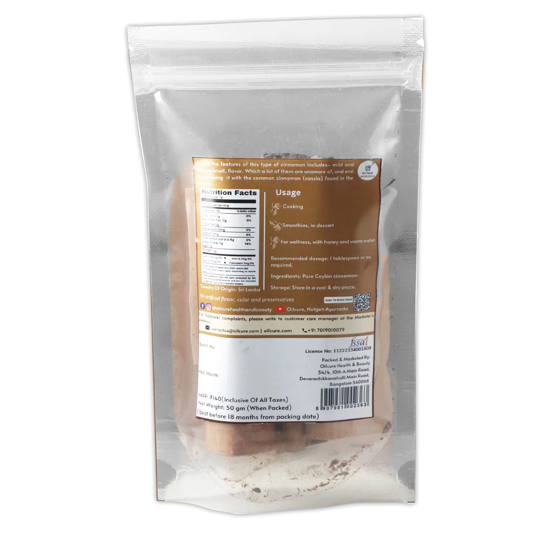 Ceylon Cinnamon Sticks - Nxtgen Ayurveda - 50gm