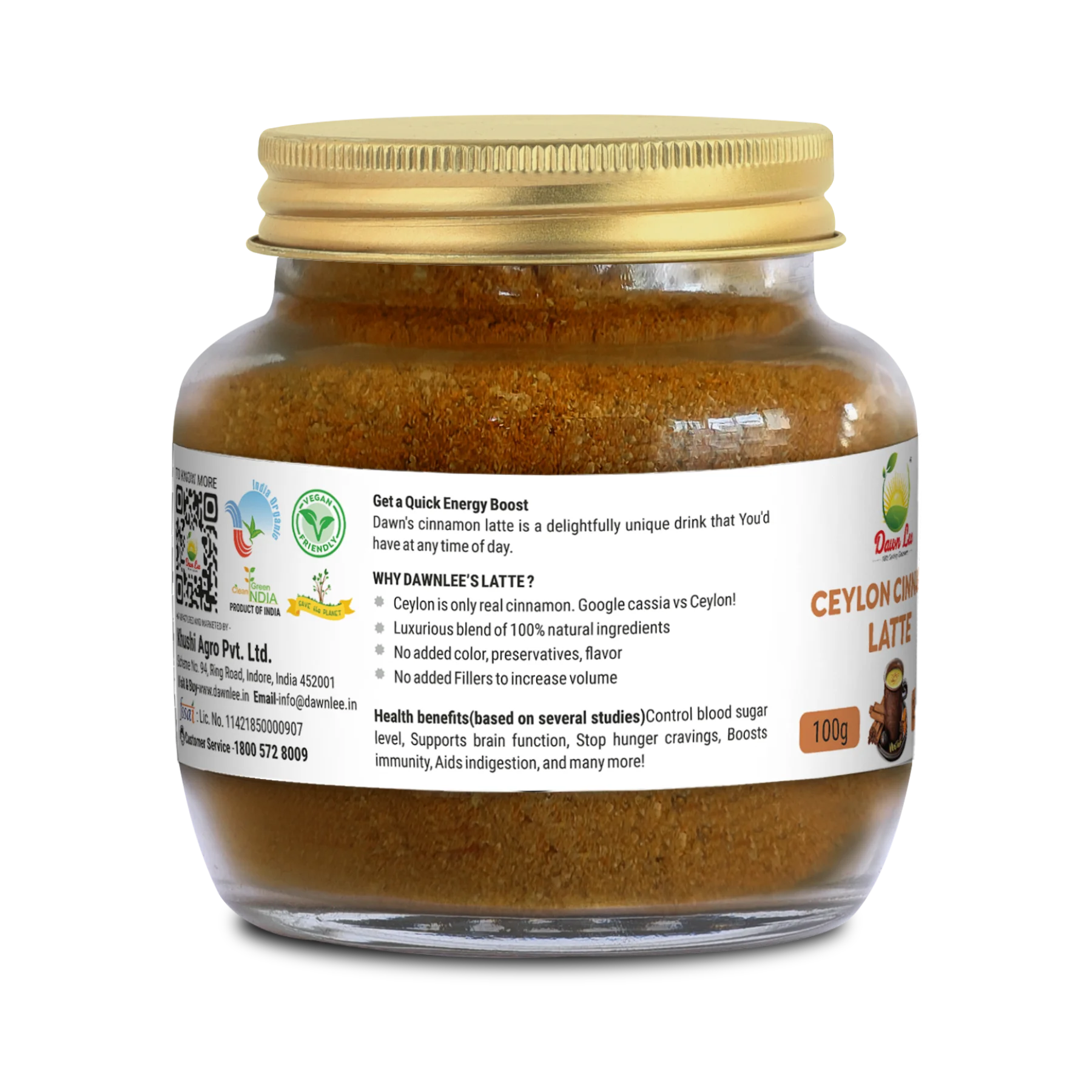 Ceylon Cinnamon Latte | Vegan, No Added Sugar, No Cassia & No Added Preservatives – Dawn Lee – 100gm