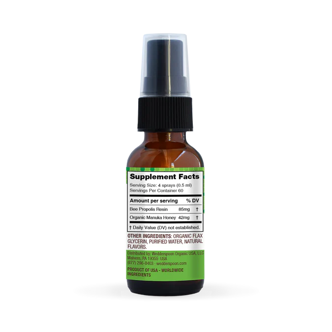 Manuka Honey and Propolis - MGO 400+ - Throat Spray - Chamomile Mint - Natural Flavoured - Wedderspoon - 30ml
