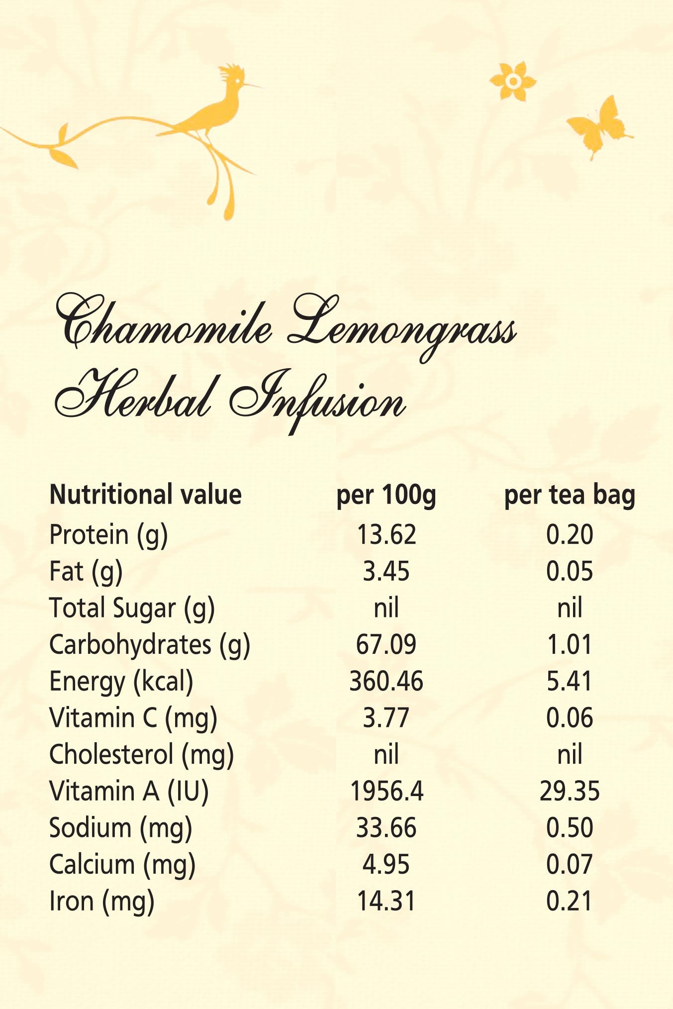Himalayan Chamomile Lemongrass Herbal Infusion - Lemongrass – SOS Organics – 14 Tea Bag