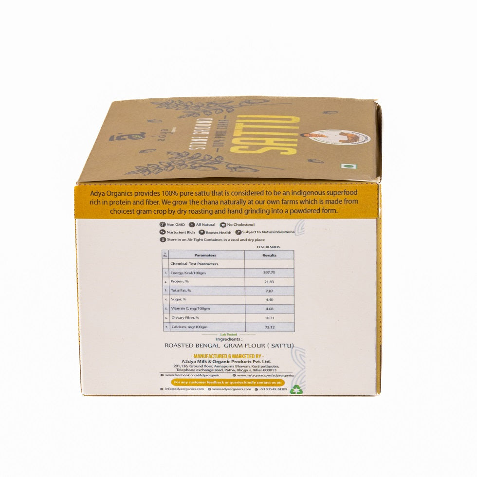 Chana Sattu | Stoneground (Luke Coutinho) - Masala Chana Premix - Ready To Drink - Organic - Gluten Free - Adya Organics - 250gm