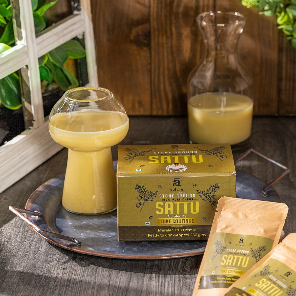 Chana Sattu | Stoneground (Luke Coutinho) - Masala Chana Premix - Ready To Drink - Organic - Gluten Free - Adya Organics - 250gm