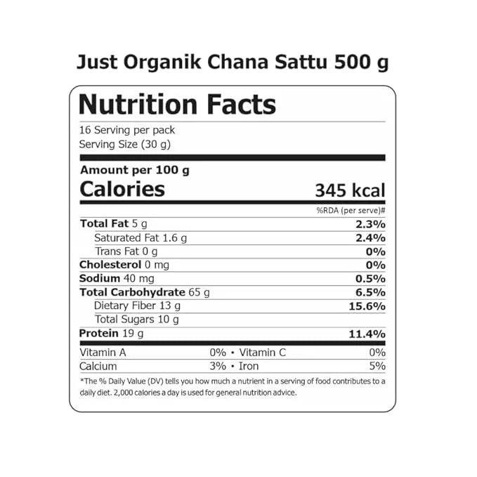 Chana Sattu - USDA Organic - Just Organik - 500gm
