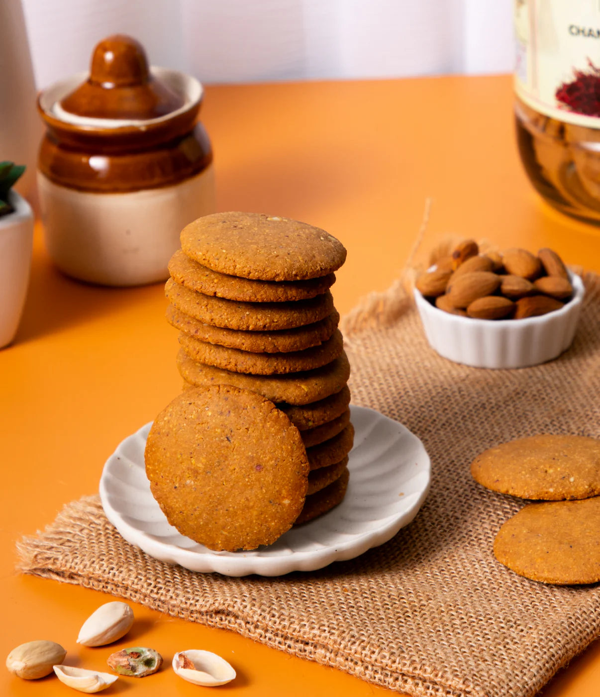 Biscuits | Channa Sattu Kesar Pista With Gud – Gluten Free, Preservatives Free, Butter Free & Refined Sugar Free - Bliss Box Foods – 200gm