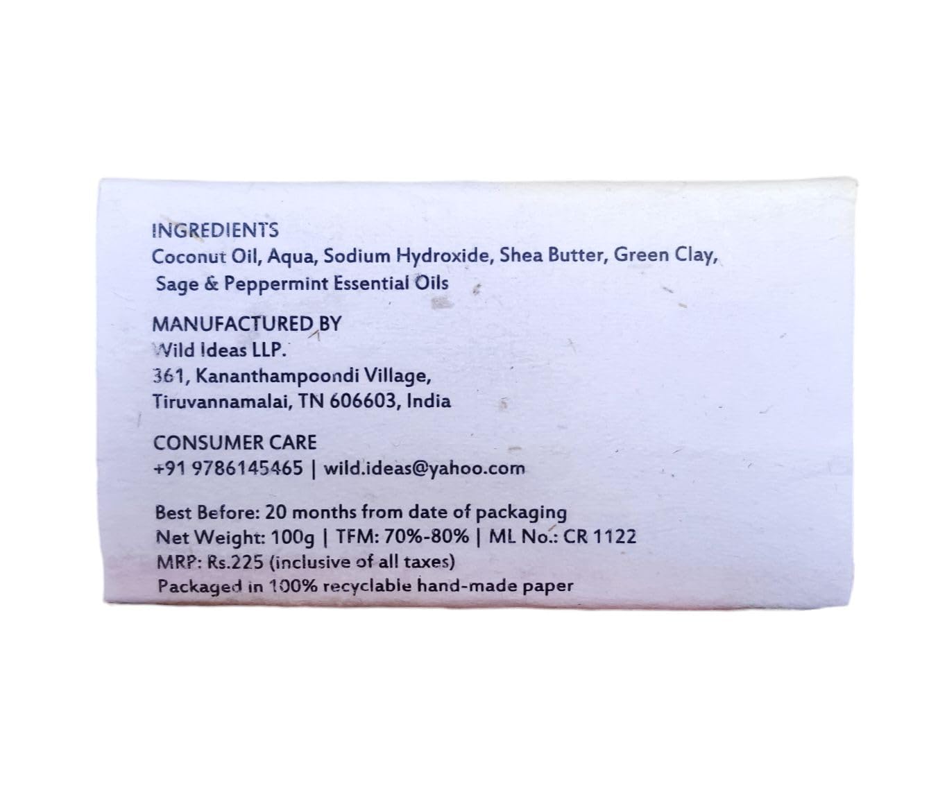 Soap | Sage Mint Soap – Handmade – Natural – Wild Ideas – 100gm