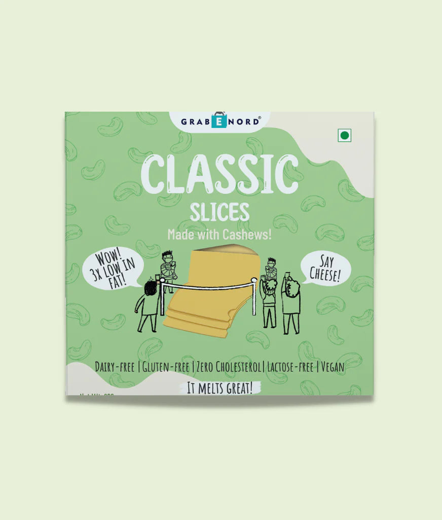 Cheese Slice | Classic (Made With Cashew) – Vegan, Gluten Free, Cruelty Free, No Gmo, Cholesterol Free & Dairy Free – Grabenord – 200gm