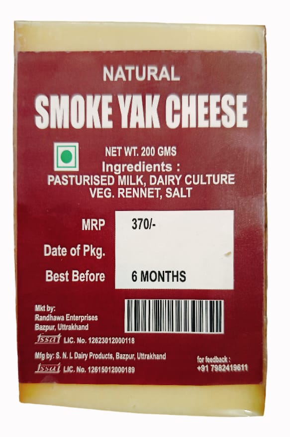 Cheese| Smoke Yak Cheese- Pasteurized - Natural - 200gm