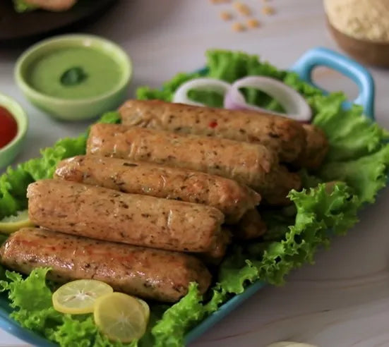 Chicken Seekh Kebab | (With Cheesy Onion) - Antibiotics And Hormone Free – No Fillers, No Gums, No Nitrates & Binder Using Fat Only - Gayatri Organic Farms - 500gm