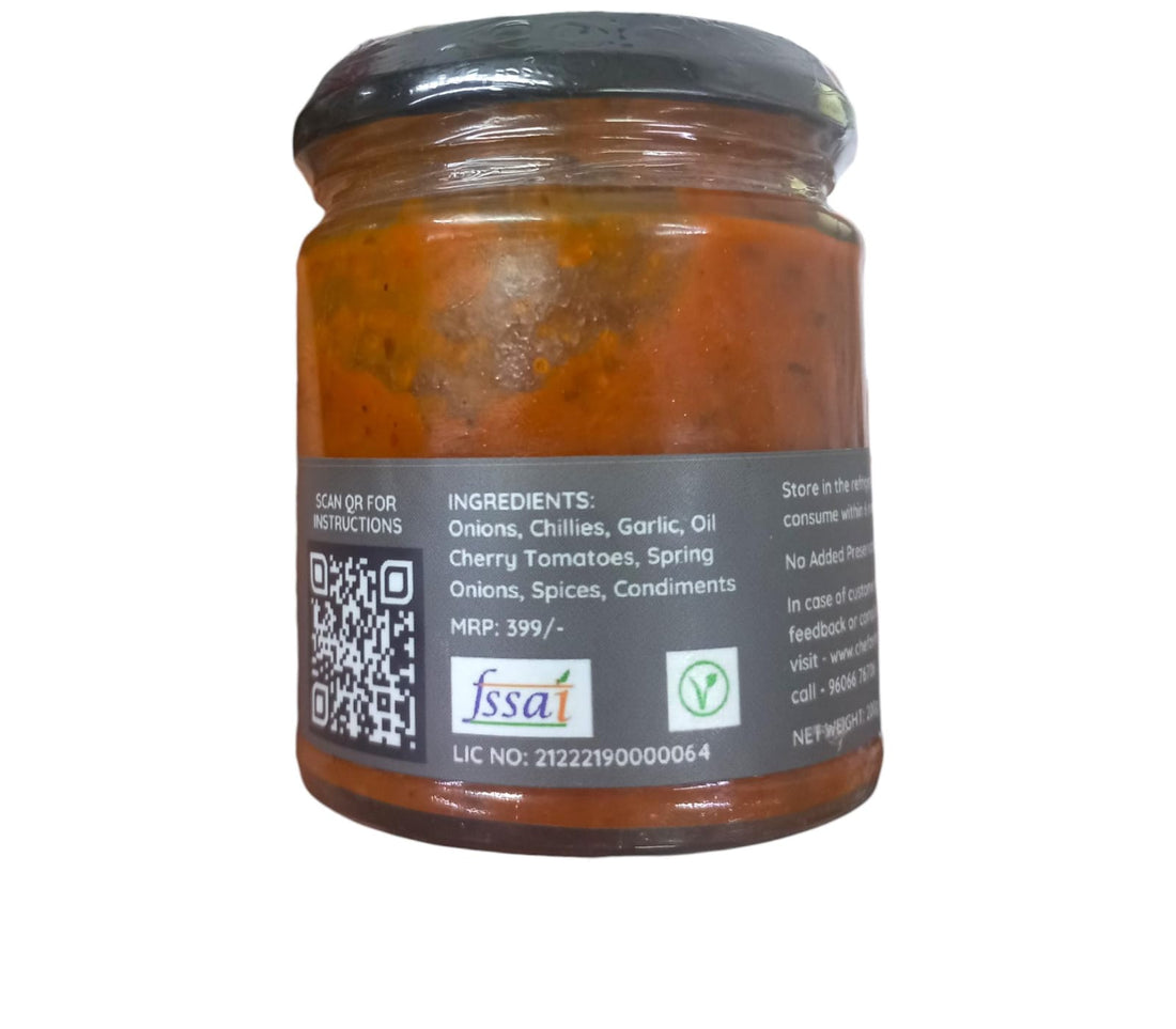 Cherry Tomato Sauce | Mexican Cherry Tomato Salsa - Cold Pressed Oil – Vegan, No Added Flavors, Colors, Thickener & No Emulsifiers And Stabilisers - CHEF ZEHN - 200gm