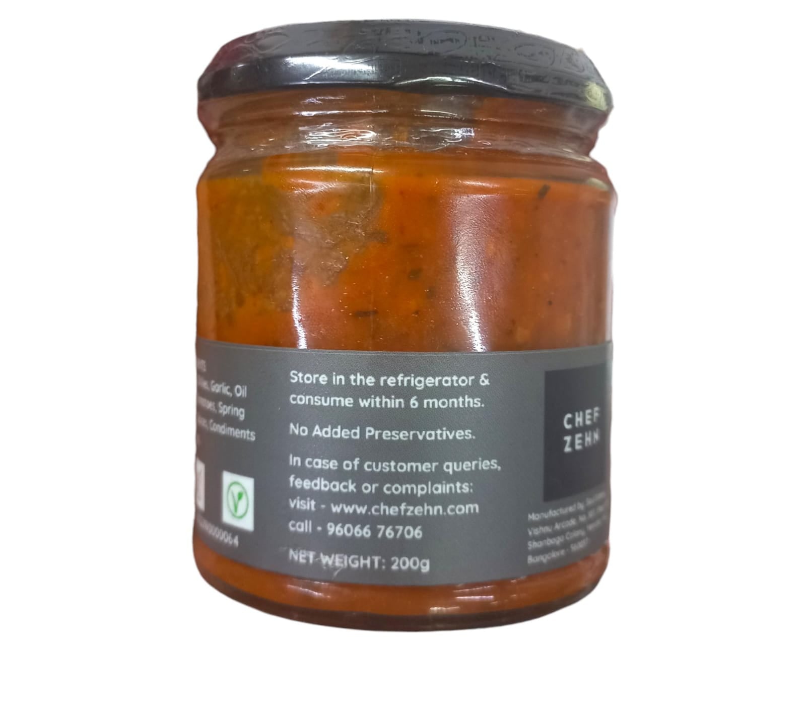 Cherry Tomato Sauce | Mexican Cherry Tomato Salsa - Cold Pressed Oil – Vegan, No Added Flavors, Colors, Thickener & No Emulsifiers And Stabilisers - CHEF ZEHN - 200gm